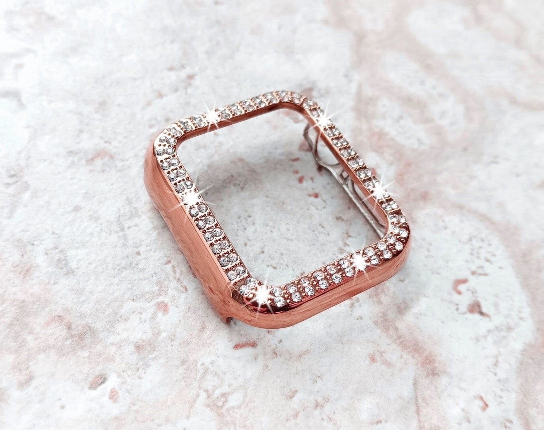 Apple Watch Rose Gold Color Band Set Crystal Bezel Case Cover for Ultra 2 9 8 7 SE 6 5 4 3 2 1 49mm 45mm 44mm 42 41 40mm 38mm Strap Milanese